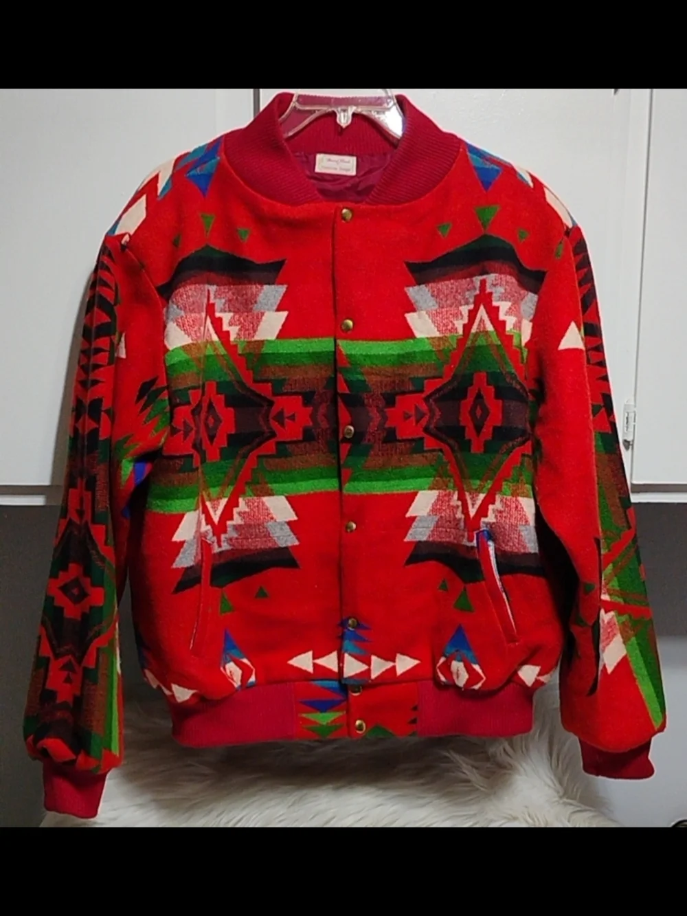 (C-20) RARE! Pinnecoose Designs Navajo Pattern Bomber Jacket Unisex